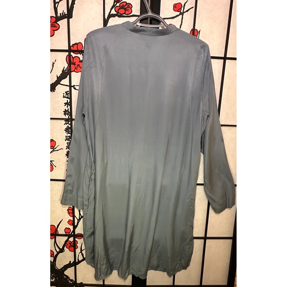 OSKA Blue Shirt Dress Fly Button Up  Mid Length Light Weight Size 2 Size 8/10 - Picture 2 of 10